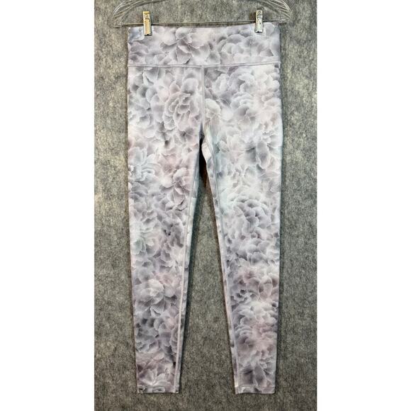 EUC Athleta Girl Gray Floral High Rise Chit Chat Legging XXL Built In Drawstring - Picture 1 of 9